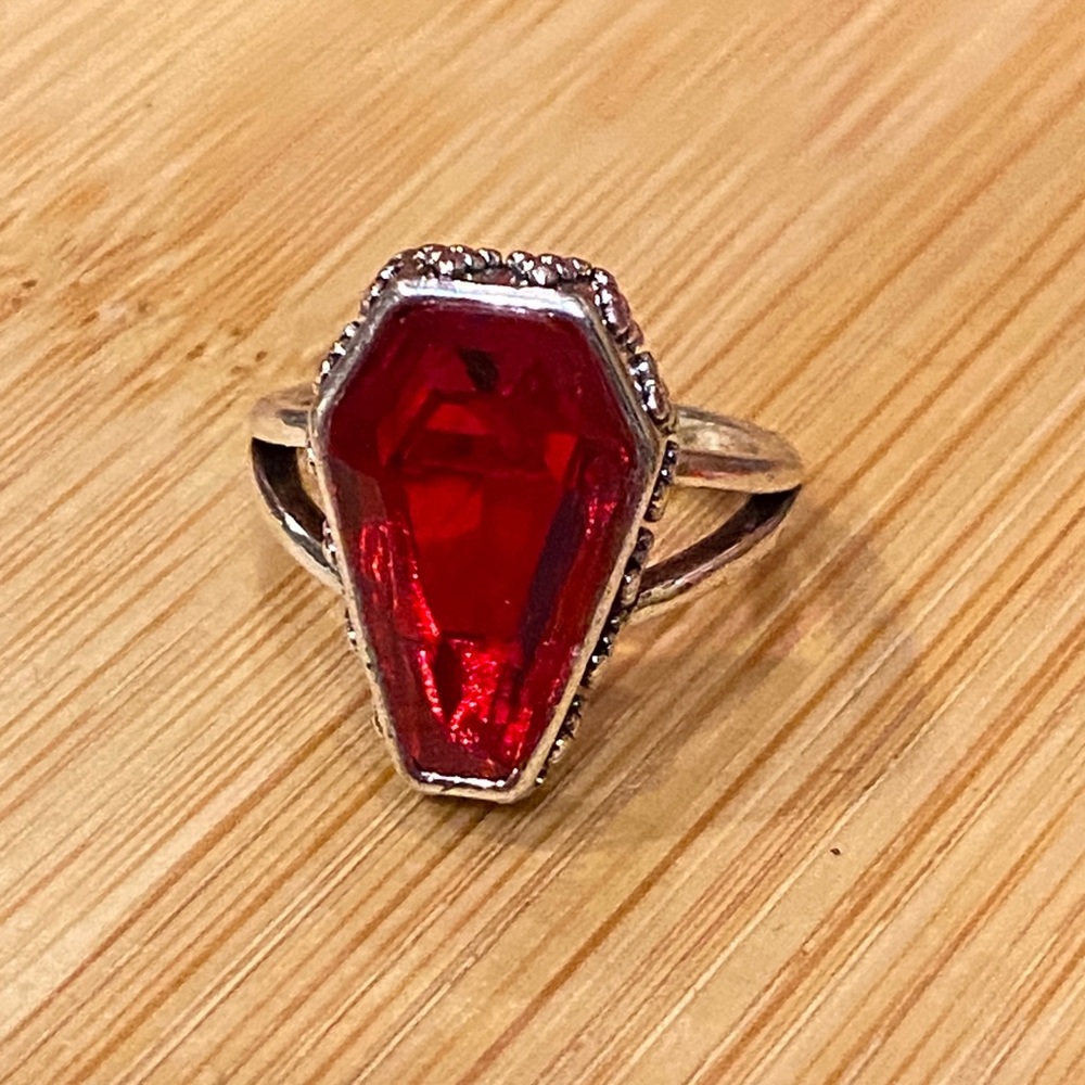 Coffin Blood Red Gemstone Ring